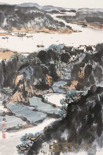 宋玉麟 宋文治  皖南山色 立轴 69×46cm